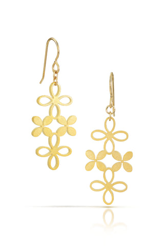 hydrangea earrings, 18k gold-plated