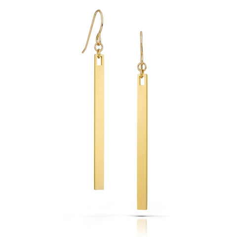 bar earrings, 18k gold-plated